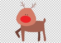 a reindeer with red nose and antlers on it's head