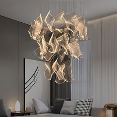 Novelty Ceiling Flame Chandelier Pendant Lamp Dining, Room Hanging Lights, Acrylic Chandelier, Modern Led Lighting, Hall Lighting, Light Guide, Decor Ikea, Acrylic Led, Luxury Chandelier