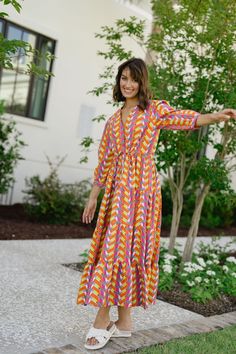 Get ready to stand out in this vibrant and playful Lilly Tie Waist Maxi Dress in our summer Toucan print. Made from lightweight and soft cotton, this dress is perfect for all-day comfort. Plus, the tie waist detail adds a flattering touch to your look. Perfect for any summer event! Machine washable, hang to dry 100% Cotton Model is wearing a size XS. Height: 5'9" Bust: 34" Waist: 24" STYLE 3032 Multicolor Tropical Print Midi Dress For Day Out, Cotton Dress With Vibrant Print For Vacation, Cotton Tropical Print Dress For Day Out, Tropical Multicolor Midi Dress With Vibrant Print, Tropical Dress With Vibrant Print For Day Out, Cotton Brunch Dress With Vibrant Print, Cotton Dresses With Vibrant Print For Brunch, Tropical Multicolor Midi Dress For Day Out, Patterned Midi Dress With Vibrant Print For Vacation