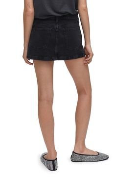 This miniskirt is crafted from nonstretch denim in a versatile inky wash. Zip fly with button closure Five-pocket style 100% cotton Machine wash, line dry Imported Dark Wash Cotton Mini Skort, Dark Wash Cotton Denim Mini Skirt, Dark Wash Cotton Mini Skirt, Dark Wash Cotton Mini Skirt With Pockets, Dark Wash Cotton Mini Denim Skirt, Short Dark Wash Cotton Denim Skirt, Denim Skirt With Pockets Short Length, Dark Wash Cotton Cutoff Skirt, Cutoff Dark Wash Cotton Skirt