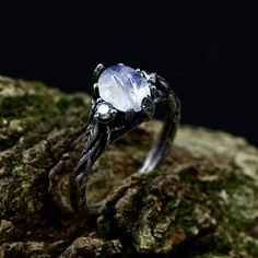 a ring that is sitting on some rocks