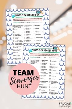 two scavenger hunt printables with the text team scavenger hunt