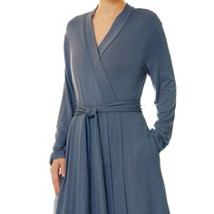 Fitted V-neck Sleep Robe, Fitted V-neck Robe For Sleep, Elegant Fitted Long Sleeve Sleepwear, Elegant Loungewear Dress In Solid Color, Fitted V-neck Daywear Robe, Fitted V-neck Robe For Daywear, Fitted Long Sleeve Solid Color Robe, Fitted Long Sleeve Solid Robe, Fitted Full Length Dress For Loungewear