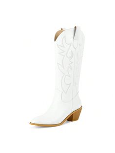 [Size] The heel height is about 2.3 inches /6cm.[Material] The cowboy boots are made of premium PU leather and Jersey linging, comfortable and breathable.[Design] With a more unique feminine round head shape, it is a perfect combination of rough and elegant. Mid calf design can be directly put on and off, very convenient.[Occasion] Cowboy boots are versatile and timeless. Perfect for jeans, dresses, shorts, overalls, highlighting the style of country boots, fashion and chic. Great for horseback Whitecowgirl Boots, White Cowboy Boots Mid Calf, Cowgirl Boots Round Toe, Mid Calf Cowboy Boots, Western Boots For Women, Shorts Overalls, Farm Living, Country Music Festival, Boots Cowgirl