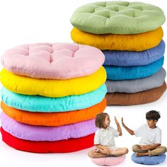 PRICES MAY VARY. Package Included: you will receive 12 floor seat pillows cushions, these floor cushions are sufficient in quantity and novelty in color, which can meet your daily or other diverse decoration needs, and you can also share them with your family and friends, ideal choices for your home relaxation Soft Material: these round floor cushion are made of quality polyester fiber fabric, filled with soft and elastic PP cotton, reliable and soft enough; The nail hole design is not easy to r Reading Cushion, Rock Bed, Classroom Seating, Wooden Rocking Chairs, Kids Flooring, Patio Furniture Cushions, Floor Table, Floor Seating, Colorful Chairs