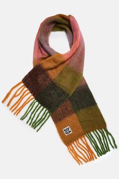 Rowan - Super Soft Scarf in Orange & Pink Checkerboard – Lucy & Yak Pink Checkerboard, Lucy Yak, Lucy And Yak, Chunky Knit Scarves, Chunky Scarves, Soft Scarf, Cute Headbands, Pink Scarves, Super Chunky