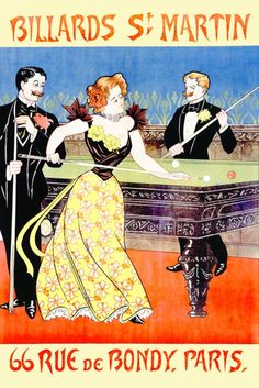 an advertisement for billiards s'martini featuring a man and woman