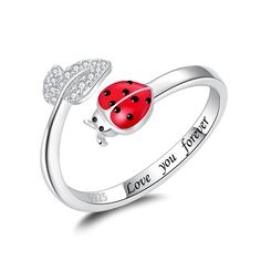 PRICES MAY VARY. Design inspiration: Daisy represents pure and innocent love, while Ladybug symbolize warm, sunshine and hope, and it is also a lucky messager & protector. This Enamel Ladybug Daisy ring has a special meaning - Ladybug guard the small daisy like your pure love, which also brings the hope and lucky of love. Inside the ring engraved "I love you", it is a meaningful jewelry for you and your love. Ideal Gifts: Miraculous ladybug ring can bring luck to people. Miraculous Ladybug Acces Daisy Leaves, Ladybug Ring, Ladybug Jewelry, Innocent Love, Leaves Necklace, Daisy Ring, Daisy Earrings, Women's Jewelry Sets, Meaningful Jewelry