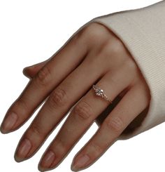 a woman's hand with a diamond ring on it