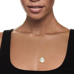 Ross-Simons - 20x18mm Cultured Keshi Pearl Pendant Necklace Over Sterling. 18". Uniquely elegant, this 20x18mm cultured baroque keshi pearl pendant necklace showcases organic beauty that stands out from the rest. Crafted in polished 18kt yellow gold over sterling silver and suspended from a cable chain with a 2" extender. Lobster clasp, white pearl pendant necklace. Pearl birthstones are the perfect gift for June birthdays. High Luster Akoya Pearl Pendant Necklace, Akoya Pearl Necklace With Yellow Gold Pearl Pendant, Classic 14k Gold-filled Jewelry With Pearl Pendant, 14k Gold-filled Pearl Pendant Necklace As Gift, White 14k Gold-filled Pearl Pendant Necklace, Pearl Birthstone, Keshi Pearls, Pearl Pendant Necklace, Organic Beauty