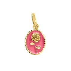 Gigi Clozeau - Pink Rose Pendant, Yellow Gold Sign Of Love, Declaration Of Love, Pink Pendant, Rose Pendant, Fashion Wishlist, Feminine Aesthetic, Beauty Gift, Vintage Ads, Pink Rose