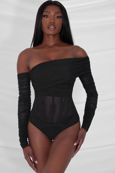 Muse Mesh Corset Top - Black Fitted Chic Nylon Mesh Top, Fitted Nylon Chic Mesh Top, Chic Fitted Nylon Mesh Top, Chic High Stretch Mesh Top For Party, High Stretch Mesh Top For Party, Fitted Elegant Mesh Top With Sheer Bodice, Elegant Fitted Mesh Top With Sheer Bodice, Fitted Mesh Top With Sheer Sleeves For Night Out, Elegant Stretch Nylon Mesh Top