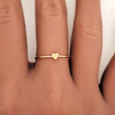 Mother's Day Gift | Small Heart Ring This dainty heart ring includes a 2.5mm heart attached to a 1mm band.  It is the perfect minimal heart ring.  Each ring is made from either 14K rose gold filled, 14K yellow gold filled, or sterling silver wire. Please read our policies before purchase. Connect with us on social media @ShopGoingGolden H Ring Letter, Minimal Ring Design For Women, Minimal Rings Gold, Ring Designs Gold For Women, Gold Ring Design For Women, 2025 Wishlist, Simple Ring Design, Heart Ring Gold, Silver Initial Ring