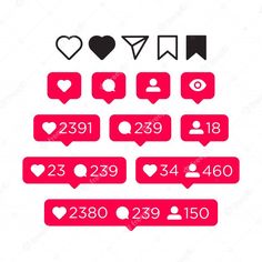 the numbers are displayed in red and black, with hearts on each one piece of speech bubbles