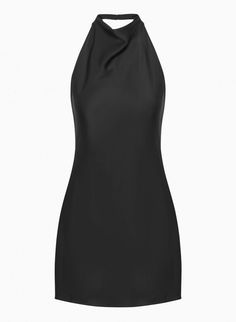 AUDIENCE SATIN MINI DRESS | Aritzia Halterneck Mini Dress, Glossier Look, Adidas Bags, Poplin Dress, Satin Mini Dress, Beautiful Drapes, Fashion Socks, Denim Shirt, Skirt Pants