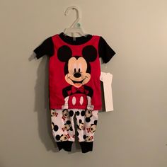 Disney Baby 9mo Mickey Mouse Shirt And Pants Set Playful Mickey Mouse Cotton Sets, Casual Mickey Mouse Playtime Set, Red Cartoon Print Sets For Playtime, Minnie Mouse Sweatshirt, Mouse Outfit, Mickey Mouse Outfit, Disney Cuties, King Outfit, Disney Toddler