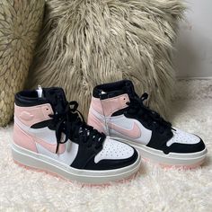 Women’s Air Jordan 1 High “Atmosphere” Platform Sneaker. Size 10, Limited Edition Shoe. Never Worn With Box. 100% Authentic. #Nike #Platformshoes #Airjordan1 Modern High-top Sneakers With Air Cushioning, Nike Custom Sneakers With Contrast Sole, Custom High-top Sneakers With Air Cushioning, Modern Pink High-top Sneakers With Round Toe, Pink Modern High-top Sneakers With Round Toe, High-top Custom Sneakers With Air Cushioning And White Sole, Custom High-top Leather Sneakers With Air Cushioning, Custom Leather High-top Sneakers With Air Cushioning, High-top Custom Sneakers With Air Cushioning