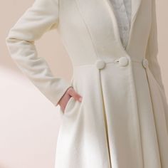 "I absolutely love this coat! It's thick and warm, it dresses up any out fit and looks amazing with heels or just flat boots. The coat looks just like the pictures, it's kind of heavy and works perfectly for the winter! The coat moves along with you! It's so beautiful! FEATURES More colors click https://etsy.me/3y6rxEV 50% wool, 50% fiber nylon polyester Fully liner with polyester Notched collar Long sleeve Seam pocket Button Closure on the waistband Fit and Flare, swing coat Regular fit Mid Cal Long Fall Wedding Outerwear, Classic White Long Outerwear, White Wedding Outerwear With Button Closure, Winter Wedding Single-breasted Outerwear, Fall Wedding Long Coat, White Long Coat For Formal Occasions, Beige Wedding Outerwear With Buttons, Winter Wedding Long Coat, Elegant Outerwear With Covered Buttons