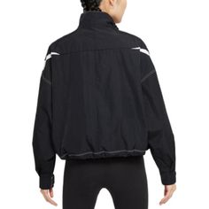 AS W NSW RPL SWSH WVN GX JKT BLACK DD5585-010 Woven Jacket, Nike Sportswear, Stand Collar, Nike, Black And White, Collar, Sports, Black