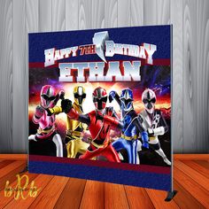 an image of a birthday card with power rangers on it and the words happy birthday than