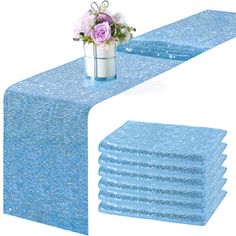 PRICES MAY VARY. Polyester You will get: the package comes with 6 pieces of table runner in lake blue, ample quantity can meet your different needs Reliable material: the sequin table runner is made of sequin and polyester material, reliable and soft, the sturdy construction makes the table runner durability, which can be washed by hand or machine, supporting for a long time use Size information: the glitter table runner is approx. 12 x 108 inches (W x L), a large size can decorate your table, y Frozen Table, Blue Winter Wedding, Sequin Table Runner, Sequin Table, Winter Wedding Decorations, Gold Christmas Decorations, Party Table Cloth, Glitter Decor, Sequin Wedding