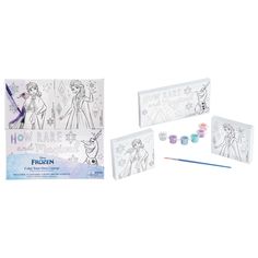 the frozen princess coloring kit is open and ready to be filled with watercolors