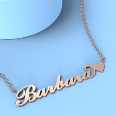 Barbara name necklace with little heart 14k gold unique gifts 
								Add something extra special to your jewelry box with Name Necklace Official engravable necklaces.
								The Barbara's name necklace with little heart unique gifts 14k gold is best gifts for Barbara. Name Necklace Official provides affordable engravable jewelry that won't 
								break the bank. In addition, these pieces make for very thoughtful and appreciated gifts for friends and family. 
								And whether valentine's Barbara Name, Engravable Jewelry, Name Necklace Silver, Necklace Rose Gold, Necklace Rose, Engraved Jewelry, Gifts Birthday, Engraved Necklace, Gifts Wedding