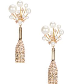 From kate spade new york&#x2C; these earrings feature:Drop earringsPlated Metal/CZ/resinSignature spade ear clutch closureApprox. 2" L x 0.875" WImported. Kate Spade Gold Wedding Jewelry, Kate Spade Drop Earrings As Gift, Kate Spade Dangle Earrings For Party, Juicy Jewelry, Kate Spade Gold Dangle Jewelry, Kate Spade Gold Dangle Earrings, Cheers To That, So Kate, Spade Jewelry