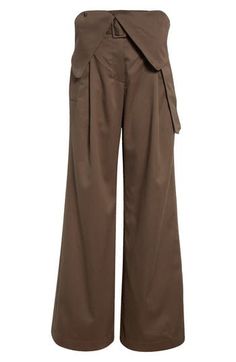 An artfully folded-over waistband and a buckled belt highlight the trench-inspired styling of these cotton-twill trousers cut in a pooling wide-leg silhouette. Zip fly Front slant pockets; back welt pockets Removable belt 100% cotton Dry clean Made in Bulgaria Designer Clothing Cotton Workwear Bottoms With Belt, Chic Cotton Bottoms With Belt Detail, Fall Workwear Belted Wide Leg Pants, Fall Wide Leg Belted Pants For Work, Elegant Belted Cotton Pants, Belted Wide Leg Paperbag Waist Pants For Work, Chic Wide Leg Pants With Belted Cuffs For Work, Belted Wide Leg Pants For Fall, Belted Wide Leg Cotton Pants