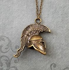 Spartan Necklace LARGE Bronze Spartan Helmet Necklace Spartan Warrior Necklace Sparta Necklace Gift Warrior Style Gold Necklaces As Gift, Personalized Adjustable Bronze Jewelry, Personalized Bronze Metal Jewelry, Adjustable Themed Necklace For Collectors, Adjustable Bronze Symbolic Necklace, Themed Metal Pendant Jewelry, Adjustable Antique Gold Nickel-free Necklace, Necklace Boyfriend, Warrior Necklace