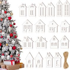 PRICES MAY VARY. Rich in Quantity and Styles: package contains 18 pieces of white wood crafts of 9 different styles, 2 pieces per styles, adequate quantity to meet your Christmas tree decoration demands, and you can also share with your family and classmates Meaningful Sign: the wooden houses for crafts are designed in houses and building shapes, are the classic symbols of Christmas, in line with the Christmas theme, which will add a strong Christmas atmosphere to your home and make your party f Wooden House Ornaments, Wood Houses Craft, House Cutout, Christmas Tree Wooden, Laser Design, House Crafts, Unfinished Wood Crafts, Ornaments Christmas Tree, Christmas Atmosphere