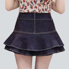 Summer Collection Fashion, Denim Skirts Online, Womens Denim Skirts, Western Clothing, Street Trends, High End Fashion, Premium Denim, Western Outfits, Blue Dark