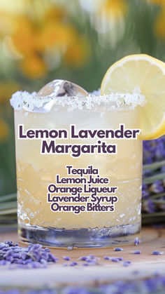 Lemon Lavender Margarita Lavender Margarita, Yummy Alcoholic Drinks, Classic Margarita, Margarita Cocktail, Fancy Drinks, Mixed Drinks Recipes, Tequila Cocktails