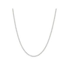 Hang your favorite pendant or charm from this lovely sterling silver diamond-cut ball chain necklace.CHAIN DETAILS Type: ball Clasp: lobster-claw Metal: rhodium-plated sterling silver Size: 18". Color: Grey. Gender: female. Age Group: adult. Sterling Silver Charm Necklaces With Round Beads, White Gold Ball Chain Necklace As Gift, Elegant Silver Charm Necklace With Rolo Chain, Silver Round Beads Chain Necklace Gift, Silver Chain Necklace With Round Beads For Gift, Elegant Jewelry With Rolo Chain And Round Beads, Silver Chain Necklace With Delicate Round Beads, Silver Necklace With Box Chain And Round Beads, White Ball Chain Necklace Perfect As A Gift