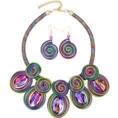 PRICES MAY VARY. ♥【What You Will Get】: Include an african women's necklace and a pair of african women's earrings, which can be worn together or separately. Why not create your own style with this unique vivid color statement necklace? It is a fashion must-have, pick it to show your own charm and unique characters. ♥【Exquisite Necklaces for Women】: This set of african women's jewelry is made of high quality rhinestone wire wrapped pendant and earrings, exquisite workmanship, Lead-Free & Nickel-F Eye-catching Multicolor Jewelry For Party, Multicolor Metal Jewelry For Party, Multicolor Metal Party Jewelry, Multicolor Alloy Jewelry For Gifts, Multicolor Alloy Jewelry As Gift, Multicolor Adjustable Costume Jewelry Sets, Multicolor Metal Jewelry Sets For Party, Adjustable Multicolor Costume Jewelry Set, Multicolor Wire Wrapped Metal Necklaces