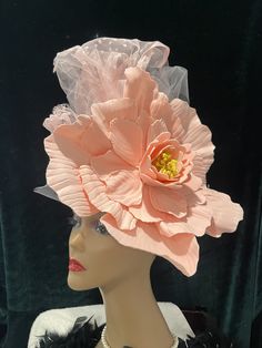 Ready to ship today from Tennessee, USA,  I ship quickly and package safely in boxes. See more beautiful choices at my Etsy Shop at https://www.etsy.com/shop/equineelan    This lightweight and gorgeous hat is a "fascinator hat" that attaches to your head with elastic. The FLOWER is pale, pastel pink. The Tulle Ribbon is pastel Pink.  The Flower measures a full 12" x 12". The hat is larger with bow and Accent flowers.       This hat attaches with an elastic band that goes behind your ears and und Pink Peach Wedding, Flower Tea Party, Blush Pink Fascinator, Autumn Hat, Accent Flowers, Tulle Ribbon, Pink Fascinator, Tulle Bow, Flower Fascinator