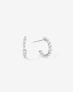 Silver|White Diamondettes White Hoop Earrings With Single Cut Diamonds For Wedding, White Cubic Zirconia Huggie Earrings For Wedding, White Hoop Diamond Earrings With Single Cut, Wedding White Cubic Zirconia Huggie Earrings, White Diamond Hoop Earrings For Wedding, White Brilliant Cut Cubic Zirconia Huggie Earrings, White Single Cut Diamond Hoop Earrings For Wedding, White Brilliant Cut Small Hoop Huggie Earrings, White Round Cut Huggie Earrings For Wedding