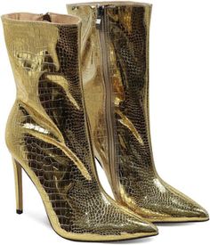 Metallic Silver Stone Pattern Leather Ankle Boots – Bella Valentina Luxury Gold Heeled Boots With Reinforced Heel, Luxury Metallic Heeled Boots, Designer High Heel Gold Boots, Gold Ankle Leather Heeled Boots, Bowties Men's, Gold Ankle-high Boots With Reinforced Heel, Shirt Jacket Men, Mens Jackets Casual, Mens Sleepwear