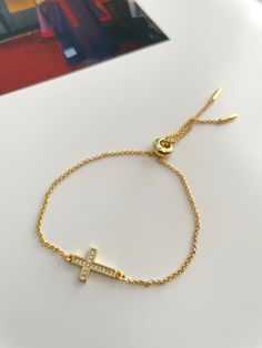 • CZ - zircon • gold plated • adjustable bracelet Adjustable Bracelet, Gold Plate, Plating, Bracelet, Gold, Quick Saves