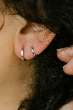 Solid gold huggie hoops similar to Yelena in Black Widows Style Baby Hoop Earrings, Black Widows, Double Piercing, Organic Cleaning Products, Mini Hoop Earrings, Sun And Water, Recycled Metal, Non Stop, Solid Gold