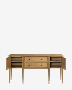 the sideboard is made from wood and has two drawers