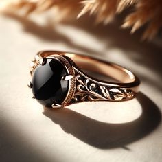 Black Onyx Ring Vintage, Vintage Onyx Ring Jewelry, Gold And Black Ring, Vintage Onyx Black Rings, Black Victorian Gemstone Ring, Black And Gold Ring, Gothic Onyx Gemstone Ring, Romantasy Book, Black Agate Ring