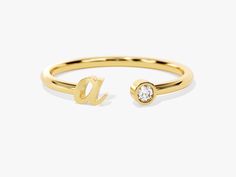 Crafted from solid gold and embedded with a unique diamond, this Diamond Letter Ring makes a timeless statement. Wear your initial or the initial of someone special and take pride in knowing that each diamond is carefully selected for its brilliant sparkle. Perfect for any occasion, the Diamond Letter Ring is sure to be a beloved accessory. DETAILS: --Size Range: 2 US - 11 US--Weight (in 14k Gold): ~ 1.15 grams for Size 6.5 (Depends on the size)--Gold Kt Options: 14k and 18k--Color Options: Yell Letter Ring, Cvd Diamond, Unique Diamonds, Diamond Sizes, Custom Rings, Gold Rose, Colored Diamonds, Solid Gold, Color Options