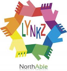 the logo for lynkz is multicolored with hands holding each other