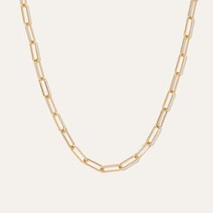 A bolder take on a 14k gold chain necklace - still perfect for everyday wear. | Quince | Women's 14k Gold Chain Link Necklace in Yellow Gold Minimalist Yellow Gold Paperclip Necklace, Minimalist Everyday Cable Chain Necklace, Everyday Minimalist Cable Chain Necklace, 14k Gold Box Chain Necklace With Rectangular Links, Modern 14k Gold Chain Link Necklace, Everyday 14k Gold Box Chain Necklace, Everyday Gold-tone Necklace With Box Chain, Classic Oval Link Necklace For Everyday, Everyday Gold-tone Box Chain Necklace