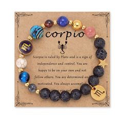 PRICES MAY VARY. 【Zodiac Bracelet】We have selected 9 healing crystals according to the qualities of each zodiac sign to send blessings for birthdays. The crystals engraved with the constellations are made of blue sand, giving you a feeling of being in the starry sky, and there is also a constellation charm on each bracelet to make the bracelet more colourful! 【Scorpio Gifts】This Scorpio bracelet comes with a beautifully designed horoscope card and is packaged in a delicate jewellery box.Horoscop Zodiac Sign Round Beads Jewelry As Gift, Spiritual Zodiac Sign Bracelet Gift, Adjustable Zodiac Sign Bracelet As Gift, Adjustable Zodiac Sign Bracelets As Gift, Gold Spiritual Bracelets With Zodiac Sign, Zodiac Sign Bracelet Jewelry Gift, Symbolic Adjustable Jewelry For Birthday, Adjustable Symbolic Jewelry For Birthday, Birthday Aquarius