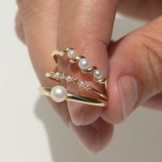 Solid Gold Pearl Trio Ring | Local Eclectic – local eclectic Pearl Ring Design, Local Eclectic, Trio Ring, Gold Pearl Ring, Jewelry Lookbook, Black Jewelry, Topaz Stone, Girly Jewelry, Dream Jewelry