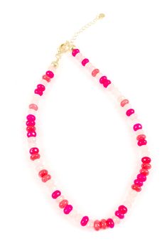 Palermo Necklace - Cotton Candy Pink Rondelle Bracelet With Faceted Beads, Pink Rondelle Bracelets With Faceted Beads, Pink Faceted Rondelle Beads Bracelet, Pink Rondelle Gemstone Beads Bracelets, Pink Hand-strung Necklace As Gift, Pink Hand-strung Necklace For Gift, Pink Gemstone Bead Necklaces, Pink Gemstone Beads Jewelry, Pink Round Gemstone Beads Necklace