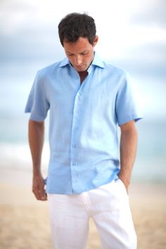 A classic look from Island Importer #linen Beach Men Outfit, Outfit For Pictures, Italian Style Dress, Beach Wedding Groom Attire, Beach Wedding Men, Beach Wedding Outfit, Beach Outfit Men, Beach Crop Tops, Outfit Shorts