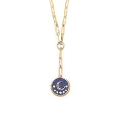 Blue Crescent : Champleve Classic Fob Clip Extension Chain Necklace Blue 14k Gold Cable Chain Jewelry, Blue Jewelry With Chain And Round Pendant, Enamel Pendant Necklaces, Blue Jewelry With Round Pendant Chain, Blue Round Pendant Jewelry With Chain, Blue Round Pendant Chain Jewelry, Yellow Gold Enamel Jewelry With Adjustable Chain, Blue Enamel Jewelry With Adjustable Chain, Blue Adjustable Gold-plated Chain Necklace